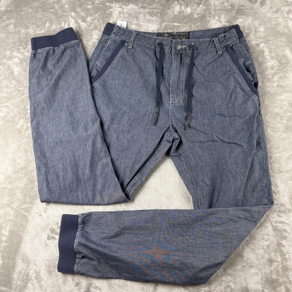 Buffalo David Bitton Jogger Pants Mens 34x32 Dropped Crotch Blue Cotton EUC